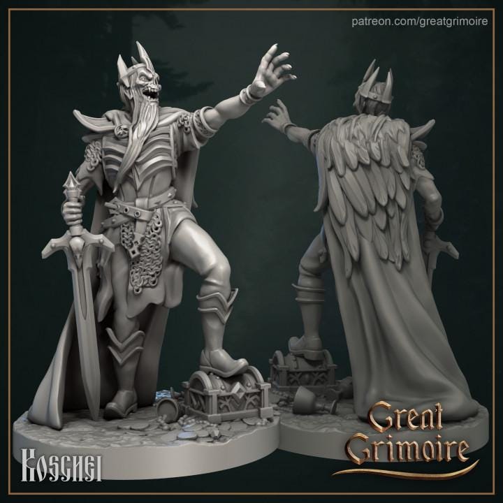 
Koschei Death King Miniature for Dungeons and Dragons 28mm/32mm Snake Warriors TTRPG - GG