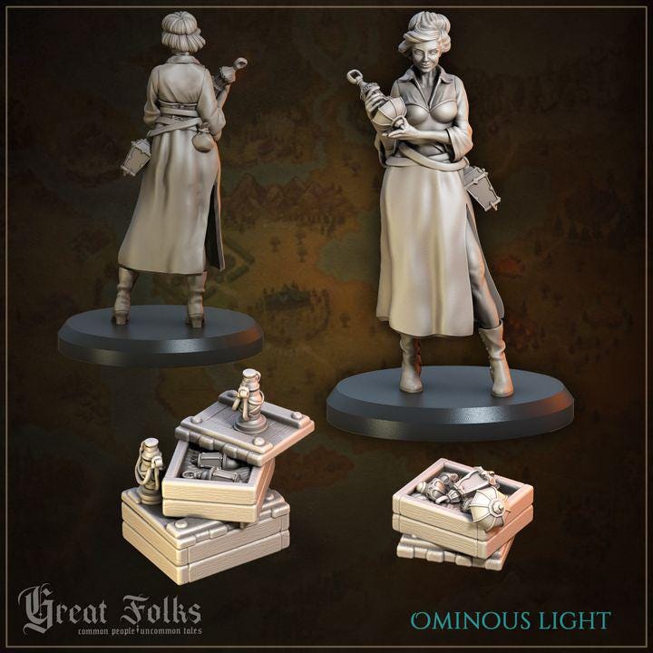 
Ominous Light Miniature DnD Dungeons and Dragons 28mm/32mm TTRPG Scatter Terrain Female Miniature NPC Fantasy roleplaying games