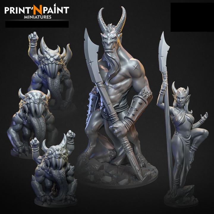
5 Demon Bundle Chaos Bloom Miniature – Dungeons and Dragons DnD 5e Pathfinder RPG Tabletop Fantasy Figure –PnP