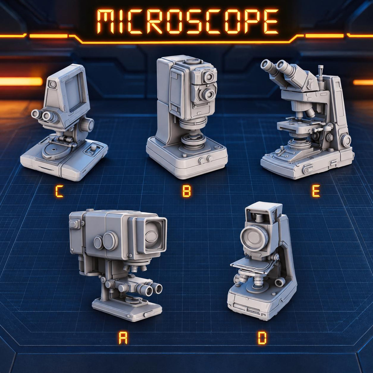 
Sci-fi Microscopes for Dungeons and Dragons 28mm/32mm Basing Bits DnD Scatter Terrain Scenery  D&D TTRPG Mini Basing Material - STL