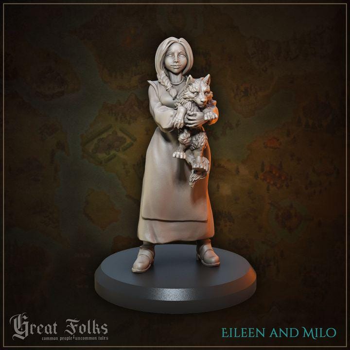 
12pc Villagers Set DnD Dungeons and Dragons 28mm/32mm Commoners TTRPG wargame NPCs townsfolk Pregnant Lady Farmers Children Grandma Animals