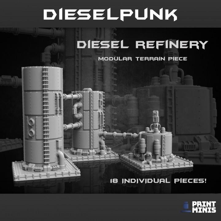 
Diesel Oil Refinery 28mm/32mm TTRPG Wargame Scatter Scenery Industrial Sci-fi Miniatures Oil Factory Scenery Dieselpunk