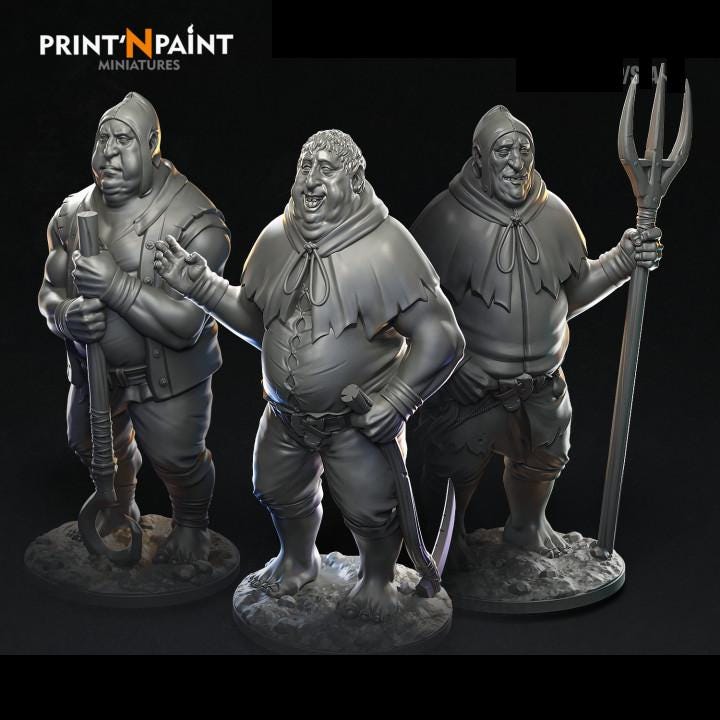 
3 Human Peasants Miniature – Dungeons and Dragons RPG Tabletop Figure Pathfinder 5e –PnP