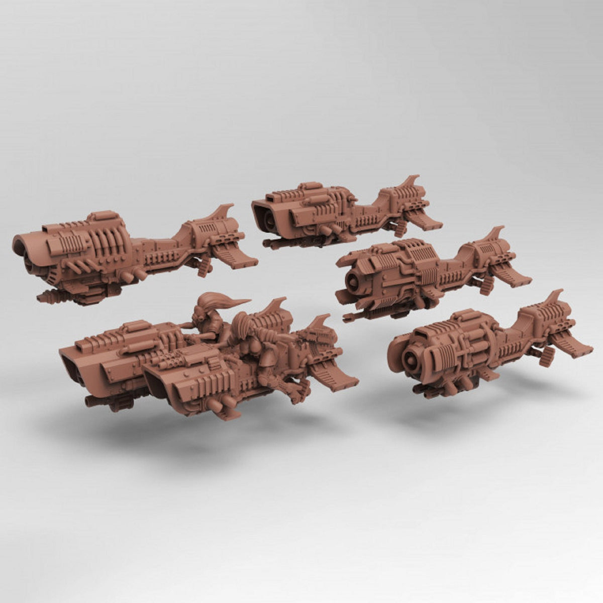 
Jet bike Miniature Set or Single Wasteland Vehicles 28mm/32mm Wargaming Customizable Dieselpunk Vehicles with Swappable Weapons