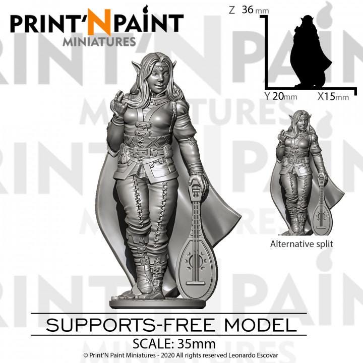 
Marelen Elvish Poet Miniature – Dungeons and Dragons DnD 5e Pathfinder RPG Tabletop Fantasy Figure –PnP
