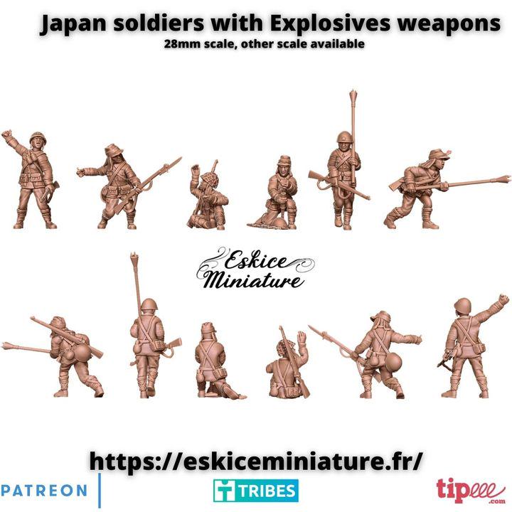 
6pc Japan Soldiers with Explosives WW2 – 15mm 20mm 28mm 32mm 1 35 Scale – Imperial Infantry Miniatures – Eskice Miniature