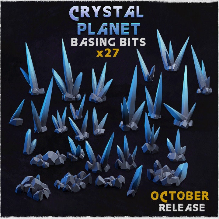 
27pc Crystal Planet / Basing Bits 28mm/32mm Scale Scatter Terrain, Basing Materials, Miniatures, Fantasy RPG Decor, Tabletop PropsZbW