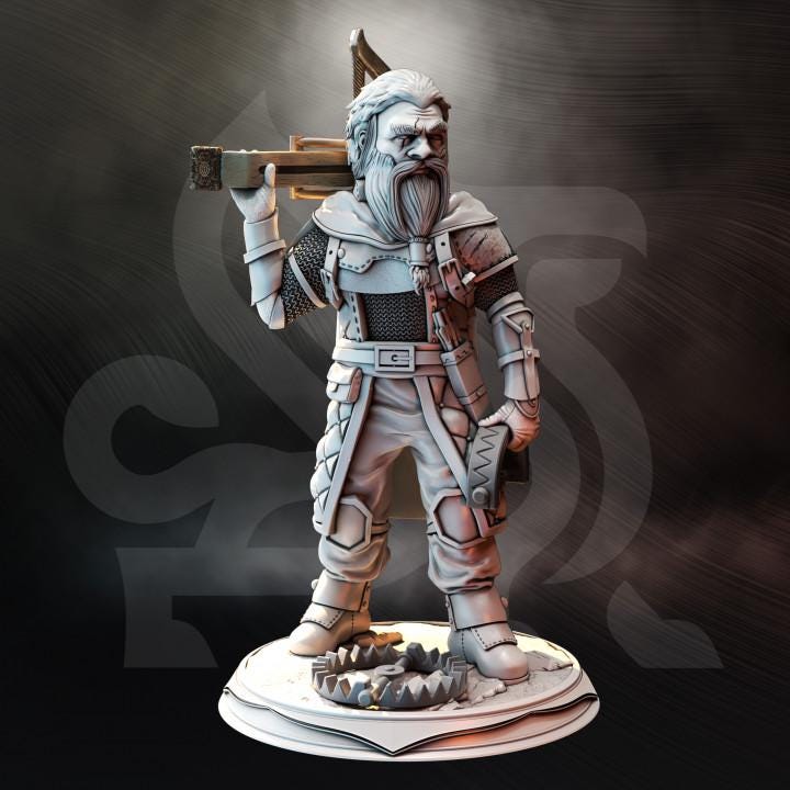 
Half Dwarf Hunter DnD Dungeons and Dragons 28mm/32mm TTRPG Fantasy Wargame Miniature DnD 5e Pathfinder Vraglin Okrod Dwarf Fantasy Character