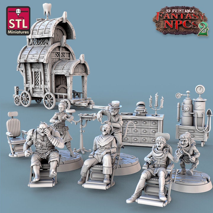 
Dentist Set, DnD, Dungeons and Dragons, Fantasy NPCs, Orc, Dwarf Miniatures, Scatter Terrain, Furniture, DnD Scatter, Fantasy Roleplay