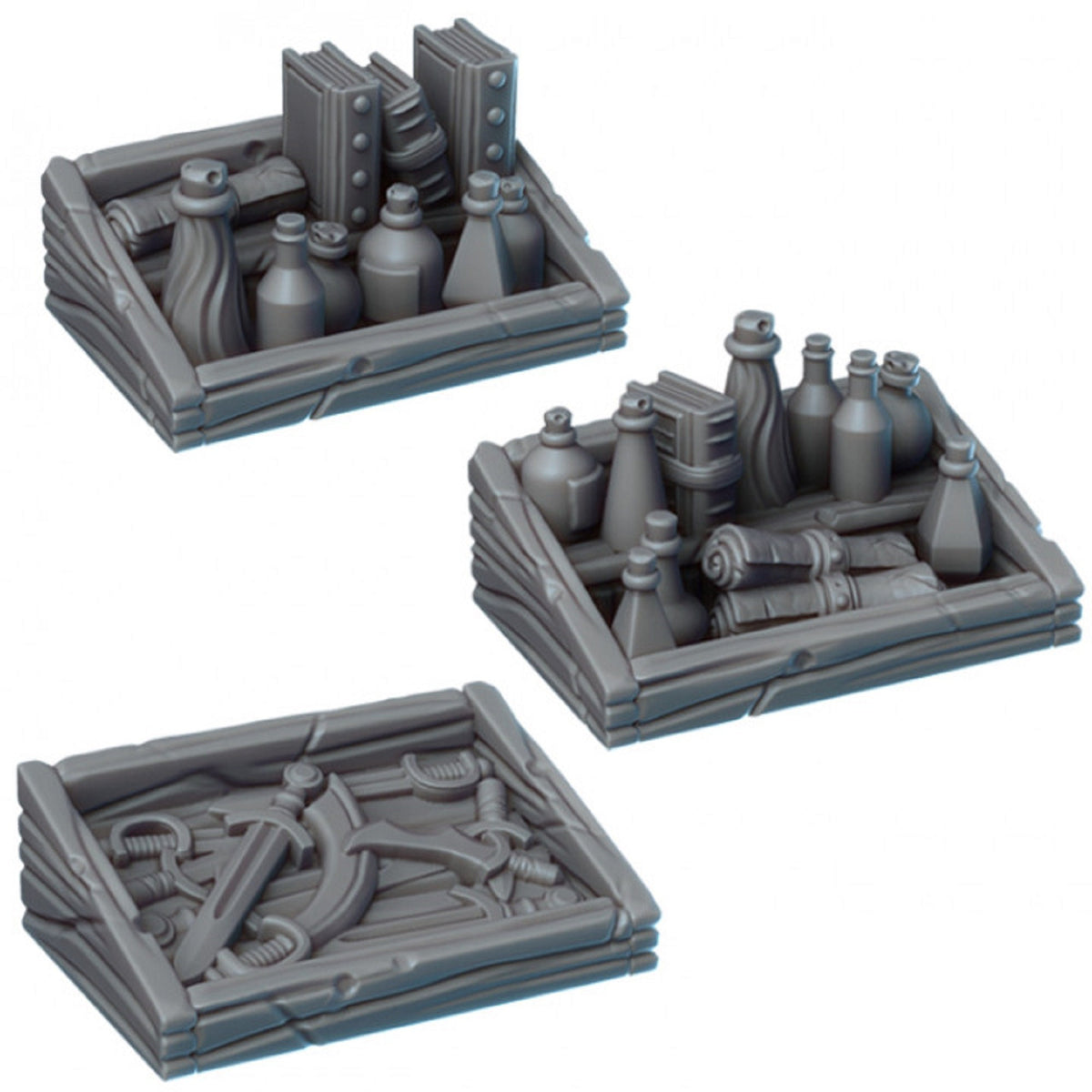 
16pc Black Market Set, Market Stalls DnD, Dungeons and Dragons, 28mm Terrain, 32mm Miniatures