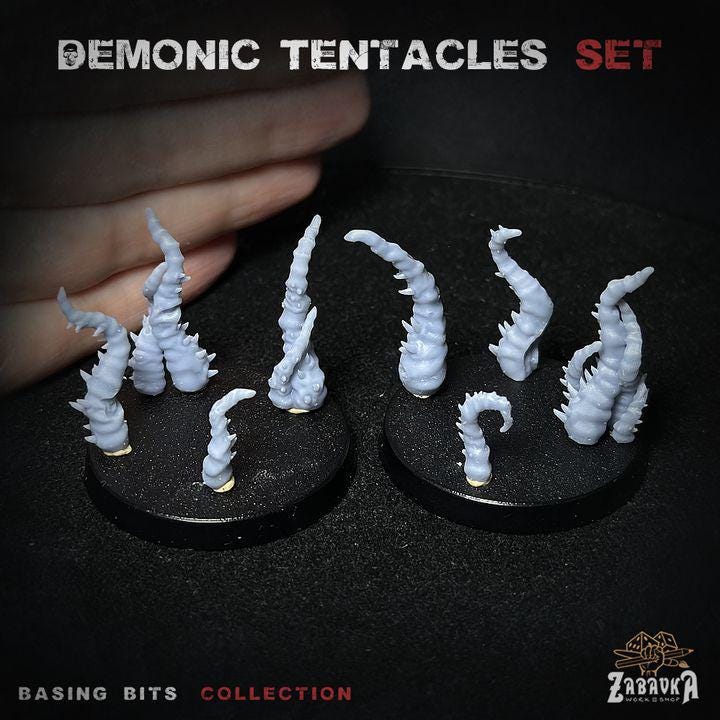 
11pc Demonic Tentacles for Dungeons and Dragons 28mm/32mm Basing Bits DnD Scatter Terrain Scenery D&D TTRPG Mini Basing Material - ZbW