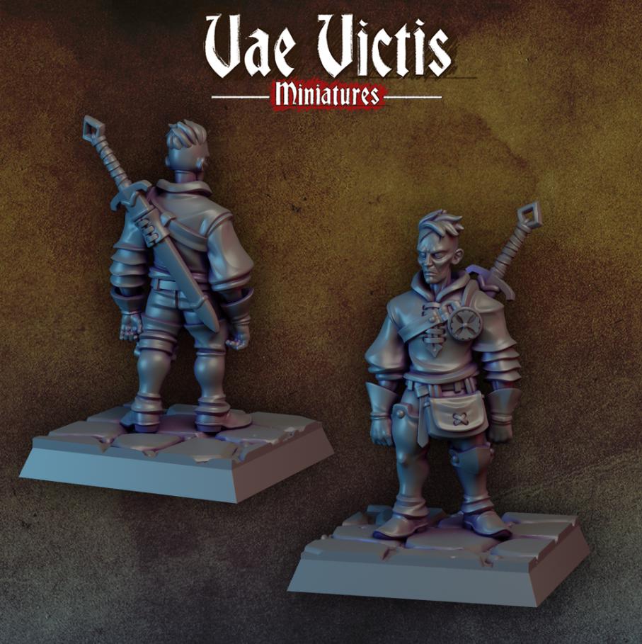 
Young Blood Miniature DnD Dungeons and Dragons 28mm/32mm TTRPG Fantasy Wargame Fighter DnD Guard Young Mercenary mini Warband Figurine 5e