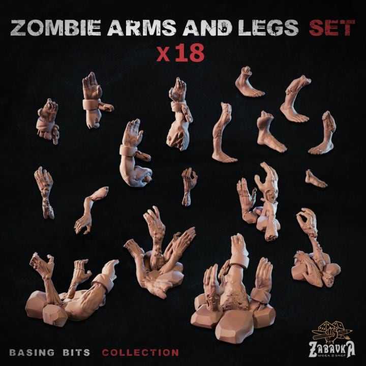 
18pc Zombie Arms & Legs - Basing Bits 28mm/32mm TTRPG Macabre Battlefield Basing Rising Zombie Body Parts Scenery Undead ScatterZbW
