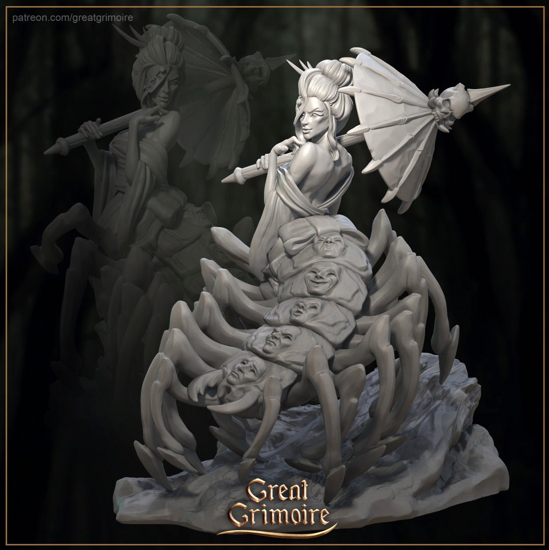 
Unmasker of Faces Jorogumo Miniature DnD Dungeons and Dragons 28mm/32mm TTRPG Monster Figurine Japanese Folklore Resin Unmasker 3D Printed