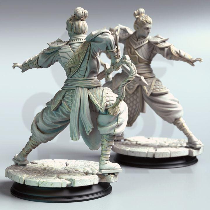 
Plated Warrior Dungeons and Dragons 28mm/32mm/35mm Mini RPG Tabletop Miniature DnD Painting Pathfinder 5e DnD Eastern Yuan Ti - DmS