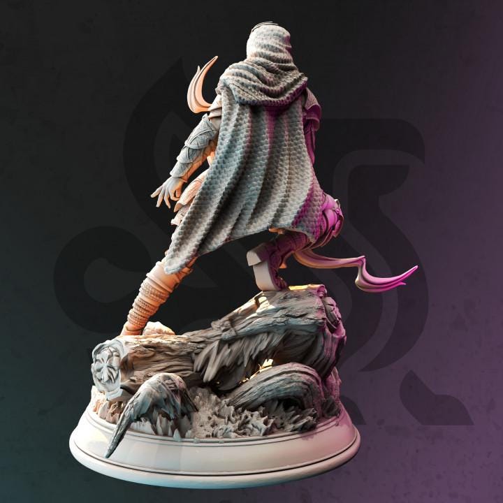 
Masked Drow Swamp Ranger Miniature Dungeons and Dragons 28mm/32mm/38mm Mini RPG Tabletop Miniature DnD Pathfinder 5e DnD Exrin - DmS