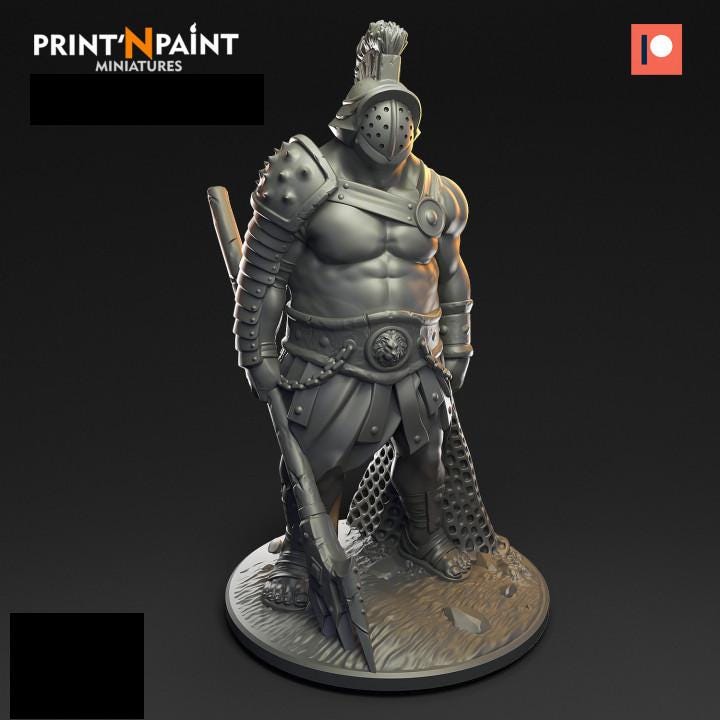 
Human Gladiator Miniature – Dungeons and Dragons DnD 5e Pathfinder RPG Tabletop Fantasy Figure –PnP