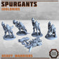 
5pc Spurgants Heavy Warriors, Injured Monsters, DnD, Dungeons and Dragons, TTRPG Miniatures, Creatures, Monster Squad, Aliens