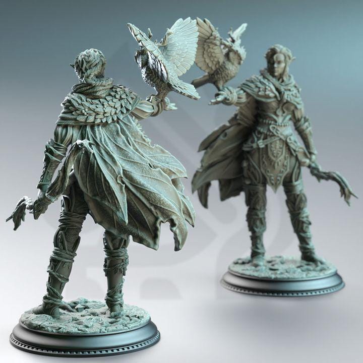 
Elf Feywalker Ranger Dungeons and Dragons 28mm/32mm/38mm Mini RPG Tabletop Miniature DnD Painting Pathfinder 5e DnD Jesmira - DmS