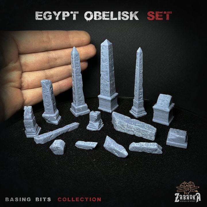 
14pc Egypt Obelisk Set for Dungeons and Dragons 28mm/32mm Basing Bits DnD Scatter Terrain Scenery D&D TTRPG Mini Basing Material - ZbW