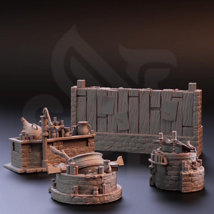
Hags Hovel Terrain Witch Set DnD Dungeons and Dragons 28mm/32mm TTRPG Fantasy Miniatures DnD 5e Pathfinder Pathfinder Cauldron Books Altar