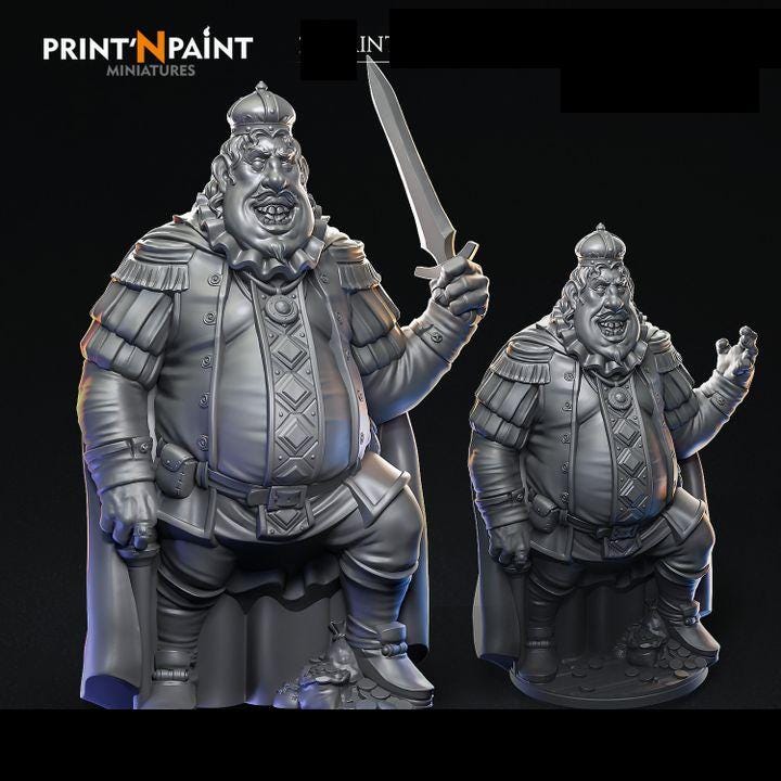 
Opulent Ogre King – Fantasy Ogre Monarch Miniature – 28mm 32mm 35mm Scale – Tabletop RPG Monster for DnD & Pathfinder – Gray PLA –PnP