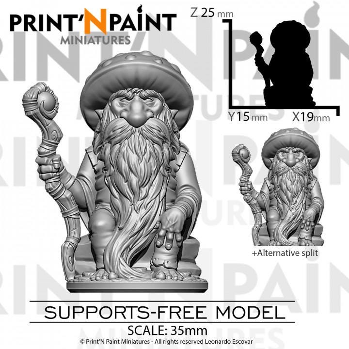 
Mushroom Druid – Fantasy Nature Miniature – 28mm 32mm 35mm Scale – Tabletop RPG Figure for DnD & Pathfinder – Gray PLA 3D Printed –PnP