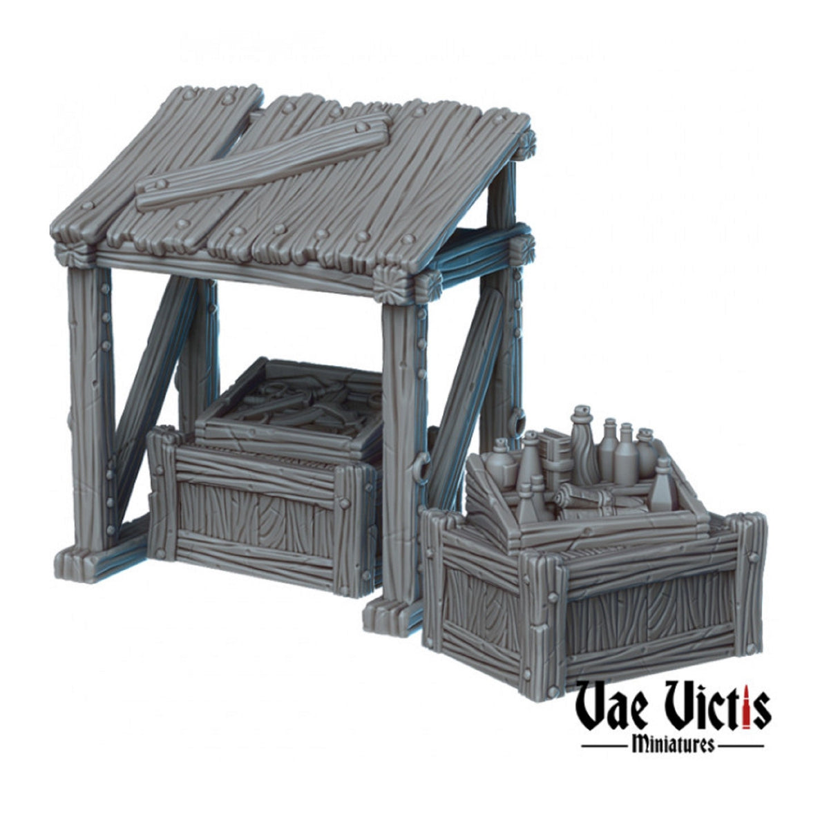 
16pc Black Market Set, Market Stalls DnD, Dungeons and Dragons, 28mm Terrain, 32mm Miniatures