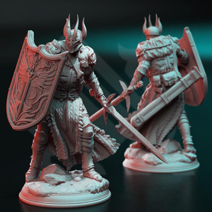 
Paladin Crusader Miniature Dungeons and Dragons 28mm/32mm/38mm Masked Warrior Mini RPG Tabletop DnD Painting Pathfinder 5e DnD Caedes - DmS