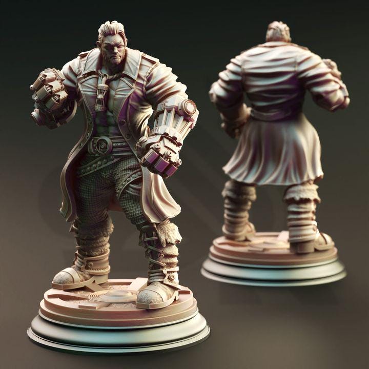 
Human Artificer Brawler Dungeons and Dragons 28mm/32mm/38mm Mini RPG Tabletop Miniature DnD Painting Pathfinder 5e DnD Derek - DmS