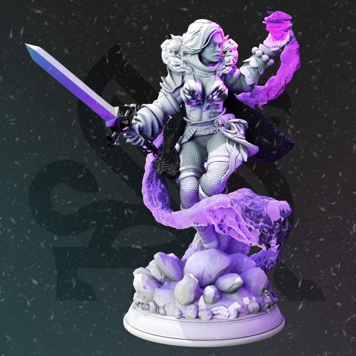 
Halfling Caster GREY RESIN Tirina Rose Miniature DnD Dungeons and Dragons 28mm/32mm TTRPG Fantasy Wargame Miniature DnD 5e Female Wizard