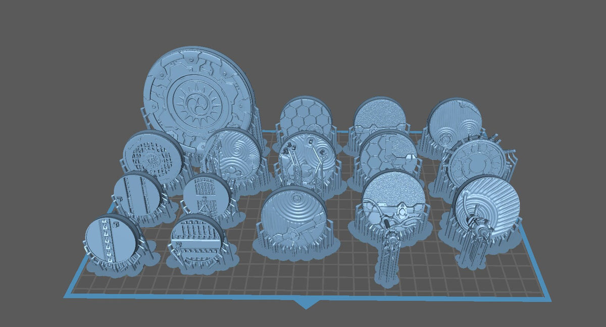 
Scifi Round Bases for D&D Miniatures, 30mm and 40mm Dungeons and Dragons, Zen Garden, Pathfinder, Tabletop Display Bases TTRPG Fantasy Base