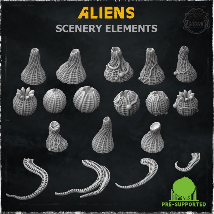 
Aliens - Scenery Elements (Wargame Bases & Toppers 2.0) 28mm/32mm Sci-fi Wargaming Scatter Terrain Extraterestrial TTRPG Scenery ElementsZbW