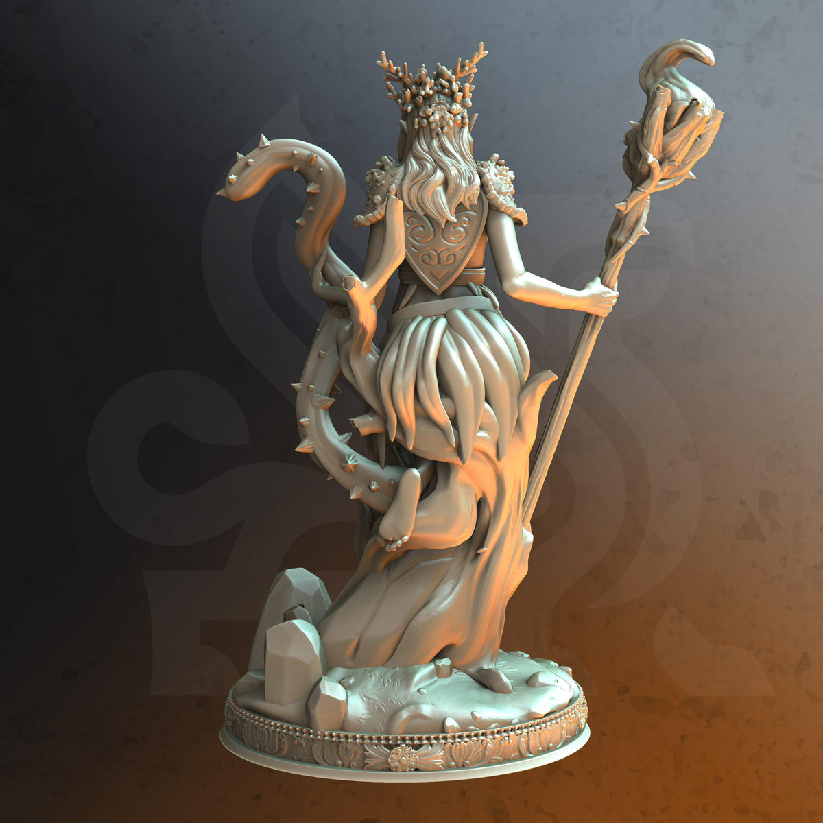 
A Female Elven Druid Armed with A Staff for DnD Dungeons and Dragons 28mm/32/38mm