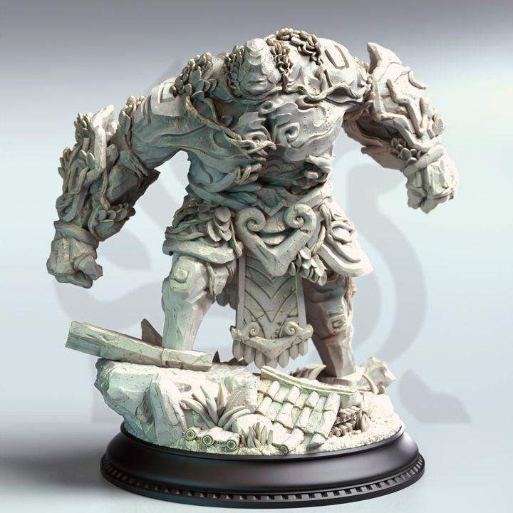
Jade Golem Miniature Dungeons and Dragons Large Stone Creature Mini RPG Tabletop Miniature DnD Painting Pathfinder 5e DnD Gyokusho - DmS