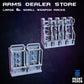
The Arms Dealer Store 28mm/32mm Weapons Merchant TTRPG Wargame Terrain Kit Night Market Collection Basing bits Scifi Gun Shop Scenery