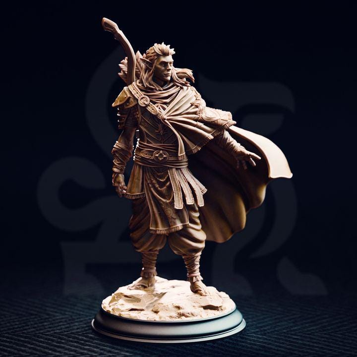 
Sun Elf Tracker, Sactarin,  Dungeons and Dragons 28mm/32mm/38mm Mini RPG Tabletop Miniature DnD Painting Pathfinder 5e DnD - DmS