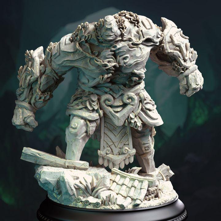 
Jade Golem Miniature Dungeons and Dragons Large Stone Creature Mini RPG Tabletop Miniature DnD Painting Pathfinder 5e DnD Gyokusho - DmS