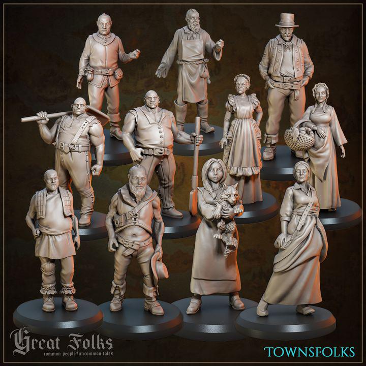 
11pc Townsfolk NPCs DnD Dungeons and Dragons 28mm/32mm Western Cowboys for wargames Dioramas DnD Commoner Fantasy figurines