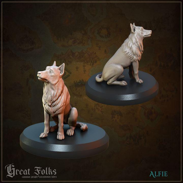 
5pc Children and Dog DnD Dungeons and Dragons 28mm/32mm Dark Strays TTRPG Townsfolk NPCs Orphan Miniatures Dog Companion for roleplaying