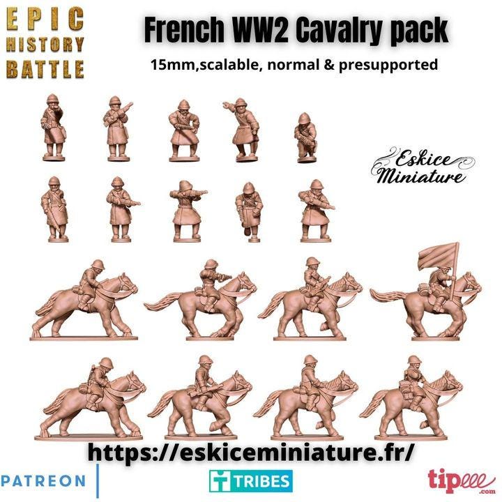 
16pc French Cavalry Pack – 15mm 20mm 28mm 32mm 1 35 Scale – Napoleonic or Early Modern Mounted Miniatures for Wargames – Eskice Miniature