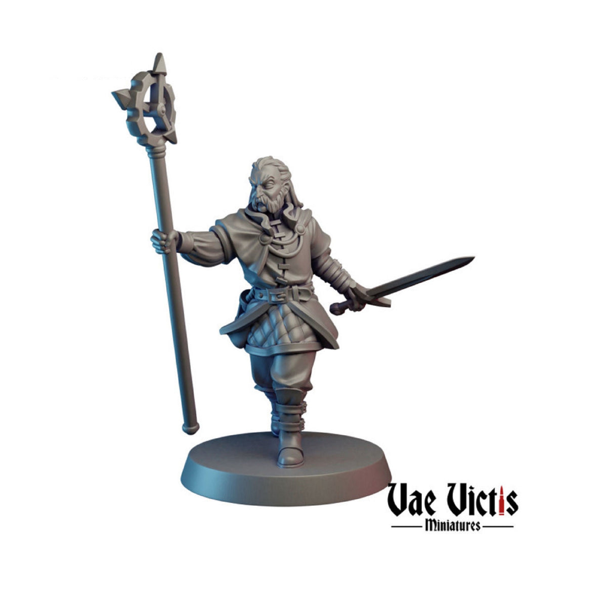 
Chronomancer Fighter Miniature with Sword Time Master Figurine for D&D Tabletop RPG 28mm/32mm Scale Magic Warrior Unpainted Miniature TTRPG