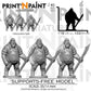 
3pc Royal Guard Ogres – Fantasy Ogre Elite Miniature Set – 28mm 32mm 35mm Scale – Tabletop RPG Monsters for DnD & Pathfinder – Gray PLA –PnP