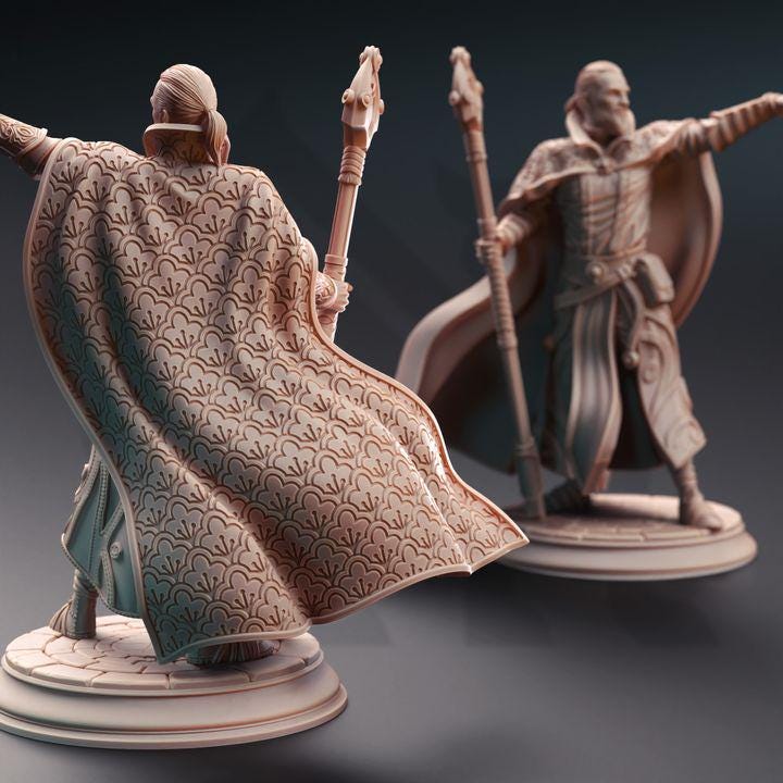 
Human Wizard Dungeons and Dragons 28mm/32mm/38mm Mini RPG Tabletop Miniature DnD Painting Pathfinder 5e DnD Wizard Spell Caster Jonas - DmS