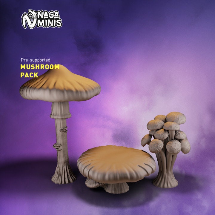 
3pc Mushrooms Scatter Scenery DnD Dungeons and Dragons TTRPG Wargame Miniature Scatter Terrain Forest Miniatures