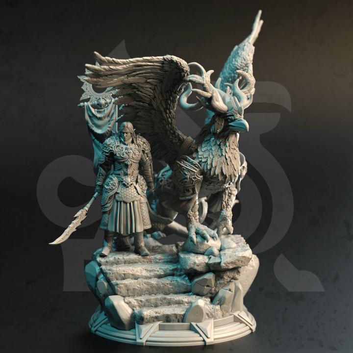 
Hippogriff Rider Miniature Set DnD Dungeons and Dragons TTRPG Wargame Figurine Tabletop RPG DnD Large Beast Creature Paladin Fighter 5e