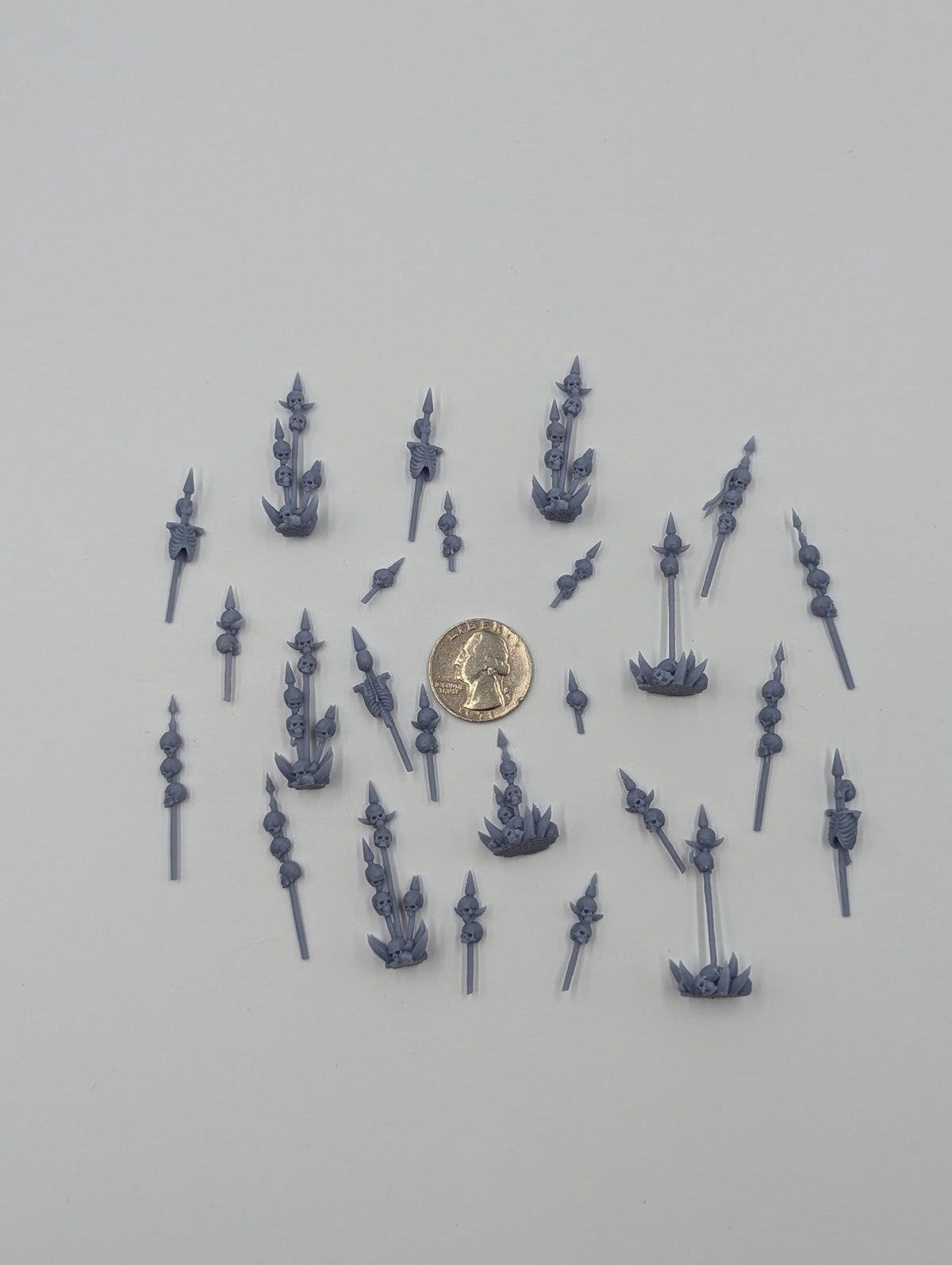 
Skulls on Spears DnD Dungeons and Dragons 28mm/32mm Chaos Skulls TTRPG Fantasy Wargame Miniatures Basing materials and bits Bone Scatter