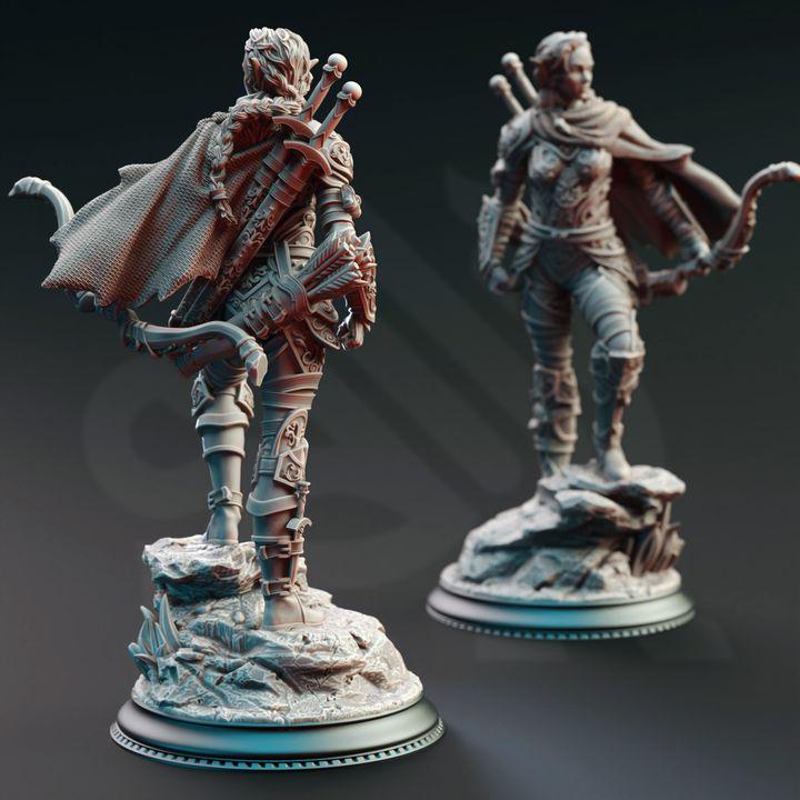 
Elf Hellspawn Hunter Ranger DnD Dungeons and Dragons 28mm/32mm TTRPG Fantasy Wargame Miniature DnD 5e Pathfinder Virana Female Fighter Elf