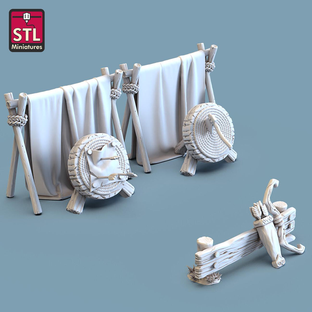 
Archer Training Camp Set DnD Dungeons and Dragons 28mm/32mm TTRPG Wargame Scatter Props Archery Range Targets Bow and Arrows Fantasy Minis