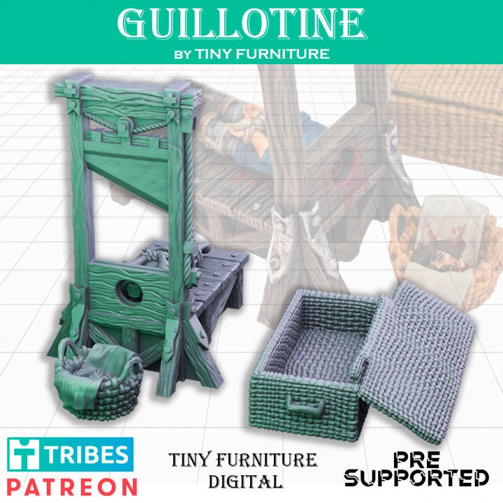 
Guillotine DnD Set: 3D Printed Resin, RPG Terrain, D&D Adventure Prop, Dungeon Decor, Campaign Scene, Execution Mini, Role-Play Accessory